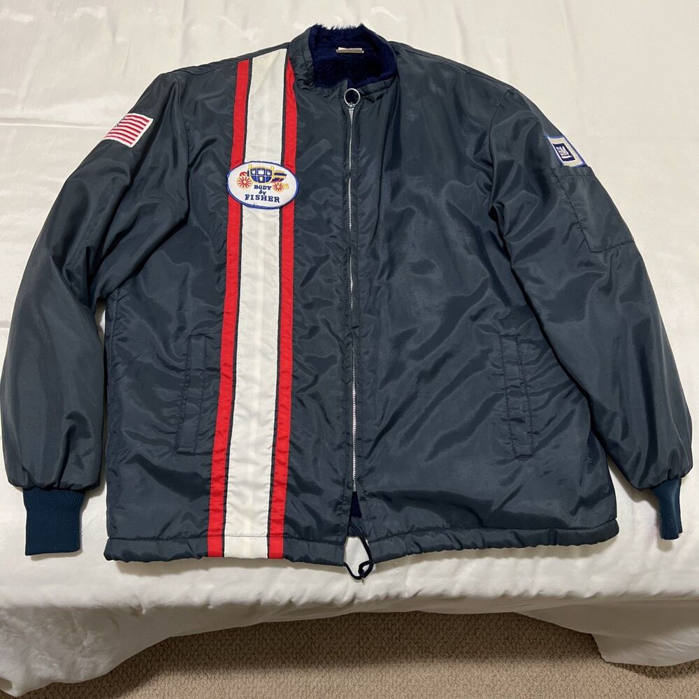 Body by Fisher GM General Motors Sz L 70s 80s Sherpa Jacket America Vintage